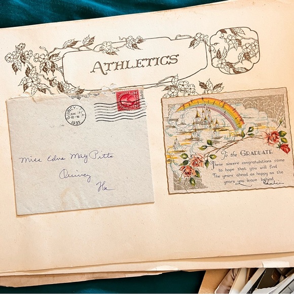 Antique Scrapbook  1928’ 10X14” 16 Pages Front & Back Pages Are In Nice Cond. - Picture 6 of 16